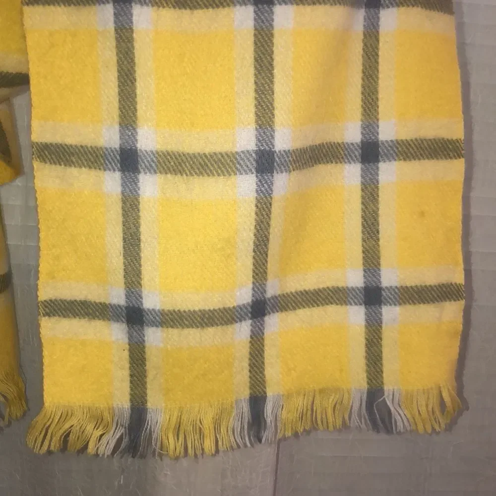 Plaid Yellow White Blue Scarf